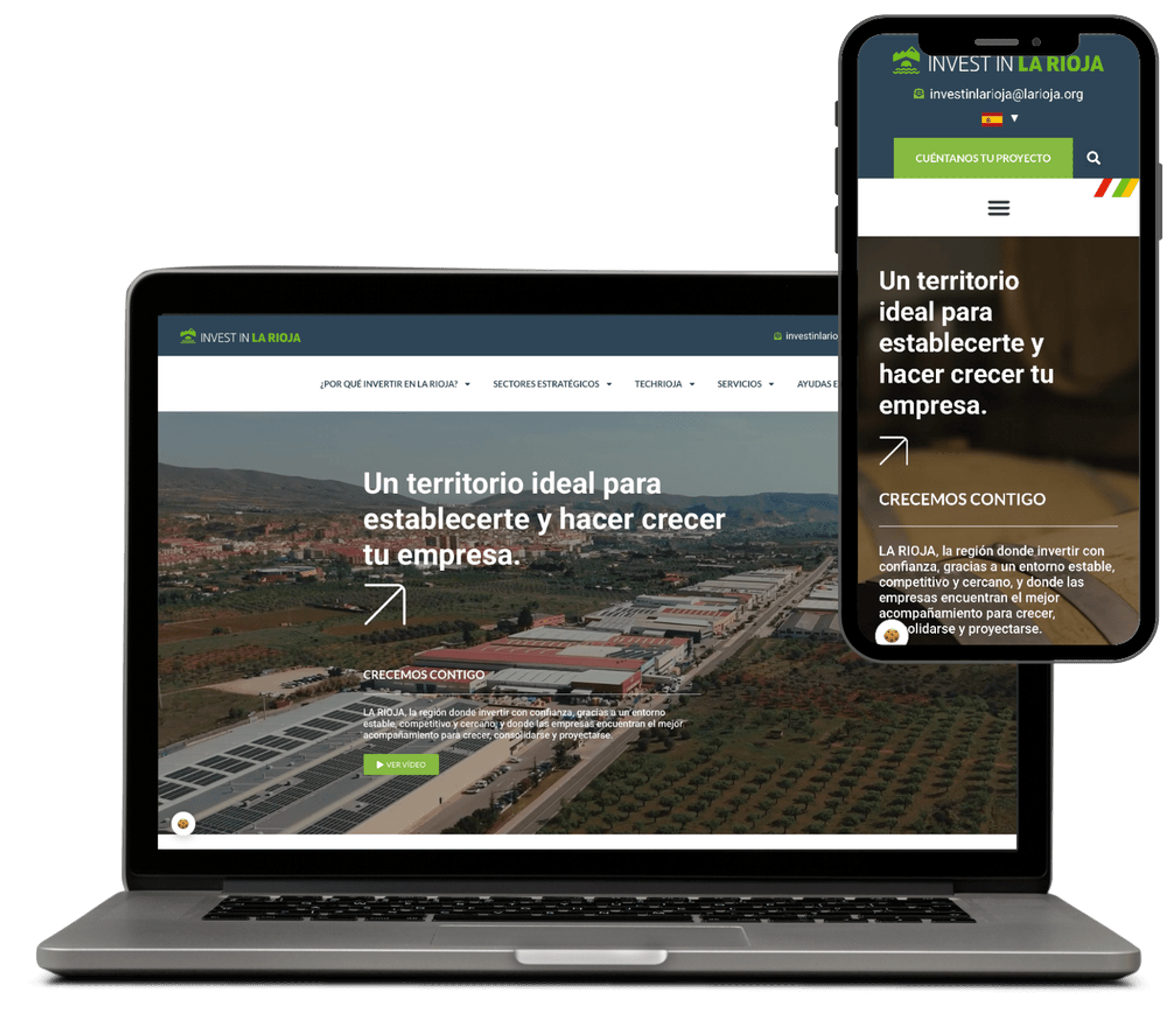 Sitio web de Invest in La Rioja en ordenador y móvil